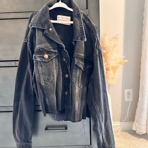Free People black denim jacket